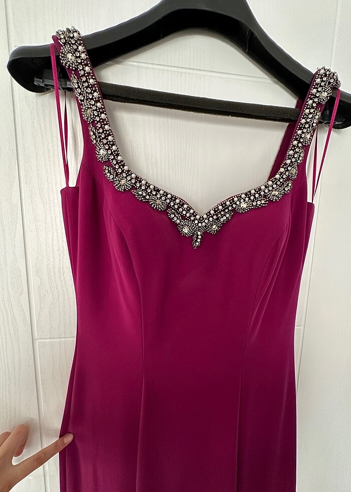 Abiye elbise fuşya renk 38-40 beden - Görsel 2