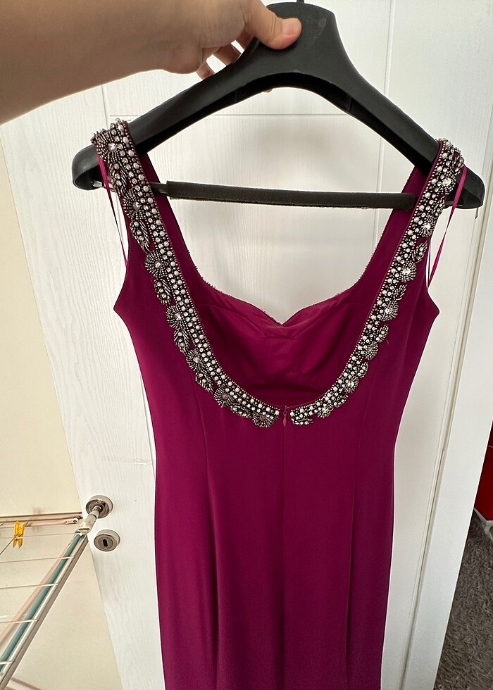 Abiye elbise fuşya renk 38-40 beden - Görsel 3