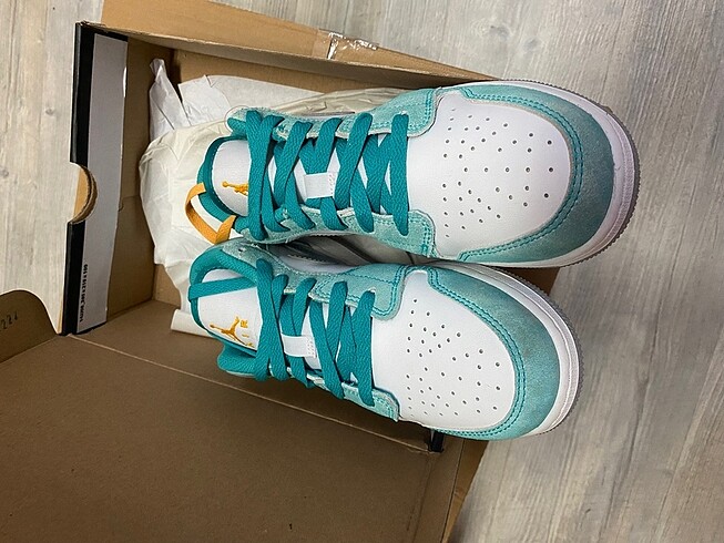 38 Beden turkuaz Renk JORDAN 1 LOW (gs) zümrüt ORJİNAL
