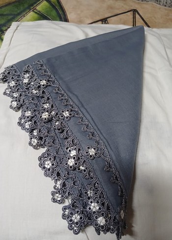 Gri Dantel Kenarlı Kadın cenk yazma sarma oyosı - Görsel 4