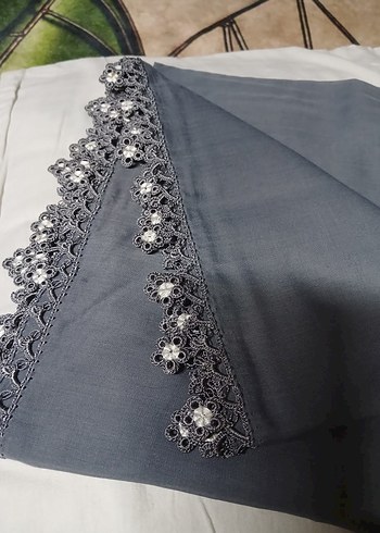 Gri Dantel Kenarlı Kadın cenk yazma sarma oyosı - Görsel 3