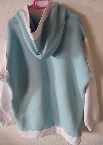 Mavi Beyaz Kapüşonlu Kadın Sweatshirt - Görsel 3