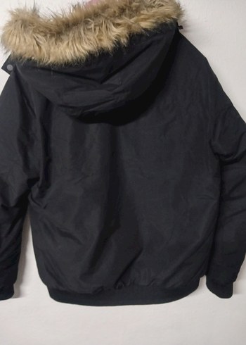 Kürklü Kapüşonlu Siyah Kışlık erkek mont sıfır - Görsel 5