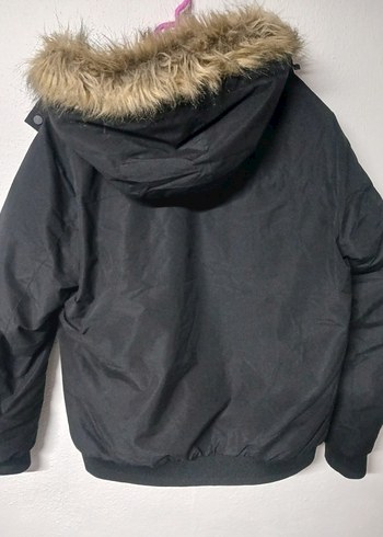 Kürklü Kapüşonlu Siyah Kışlık erkek mont sıfır - Görsel 3