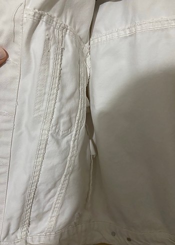36 Beden beyaz Renk Düğmeli Beyaz Kadın Kot Ceket