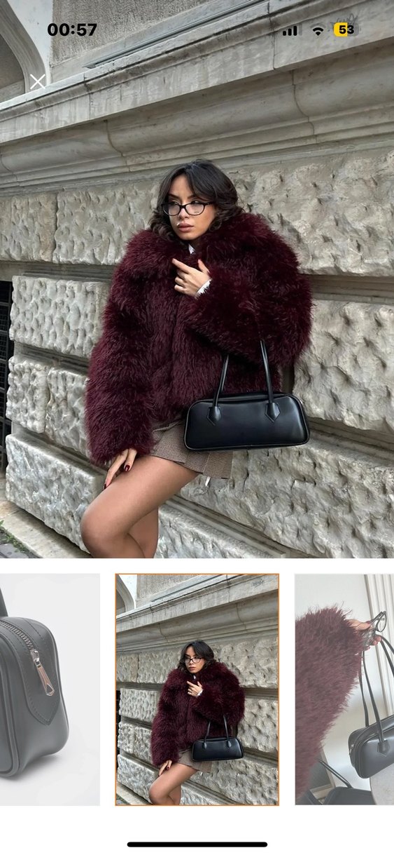 Siyah rugan uzun saplı  baget  Çanta - Görsel 3