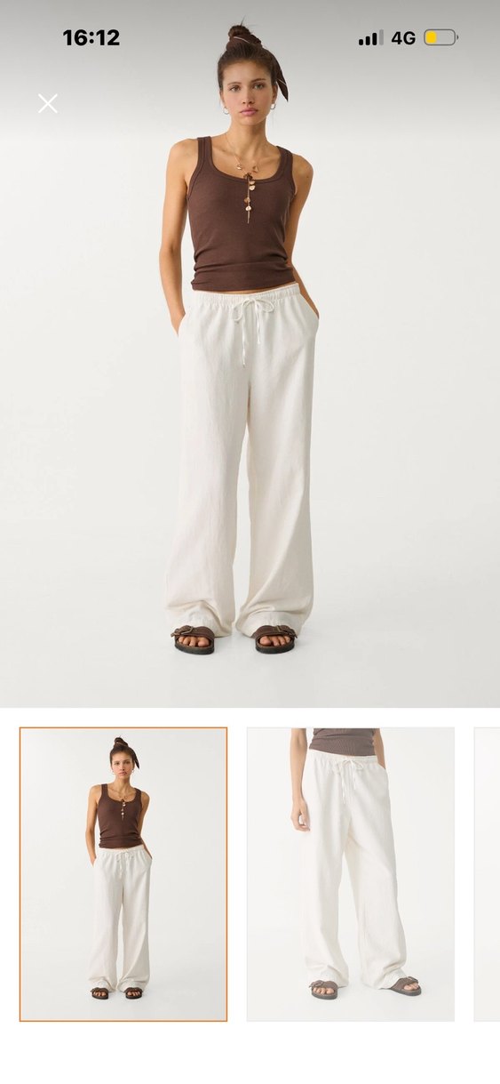 Stradivarius keten pantolonlar lacivert ve krem - Görsel 2