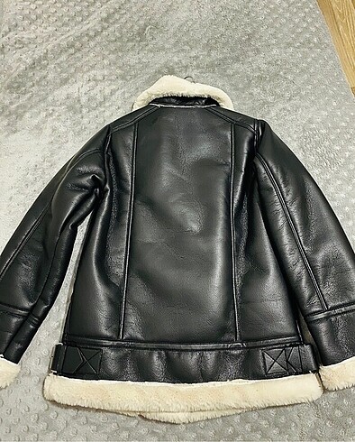 Pull & Bear Suni Kürklü Biker Ceket - Görsel 5