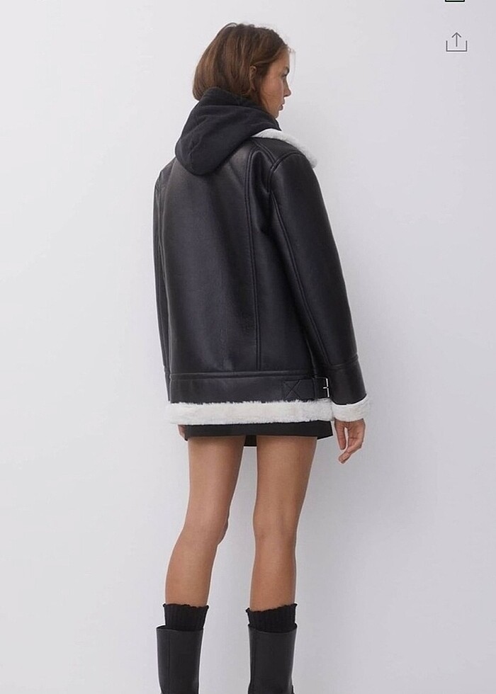 Pull & Bear Suni Kürklü Biker Ceket - Görsel 2