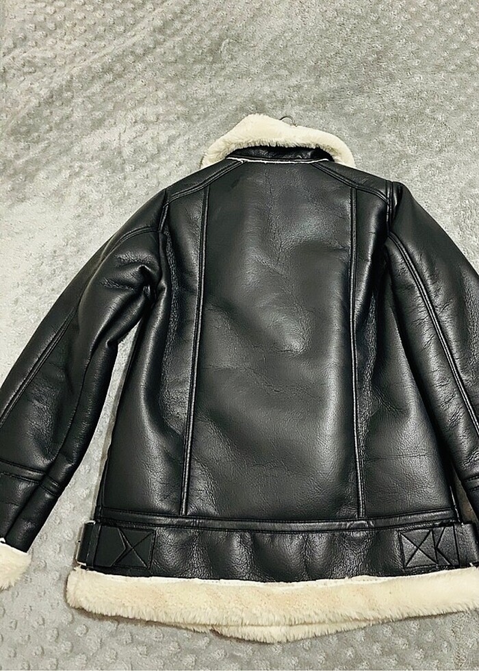 Pull & Bear Suni Kürklü Biker Ceket - Görsel 5