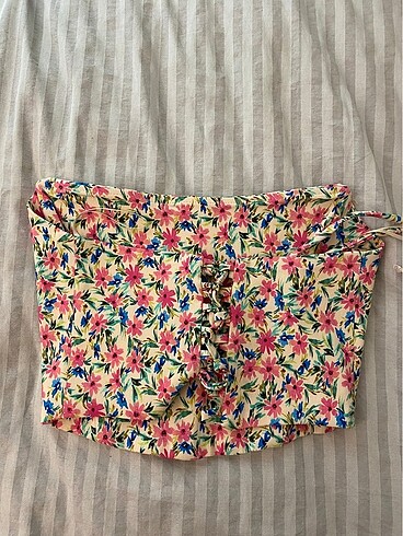 Zara çiçekli straplez korse