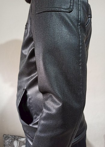 Siyah Deri Biker Ceket, Fermuarlı, Günlük - Görsel 3