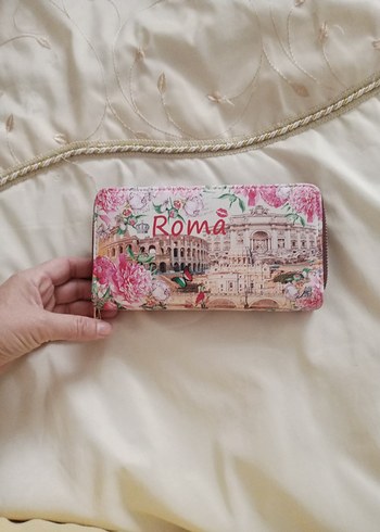 Pembe Baskılı Fermuarlı Cüzdan