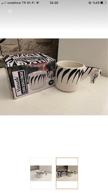 Zebra desenli kupa