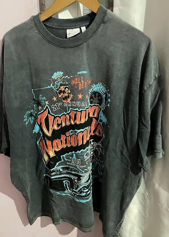 Antrasit Batik Desenli Loose Fit Erkek Tişört - Görsel 5