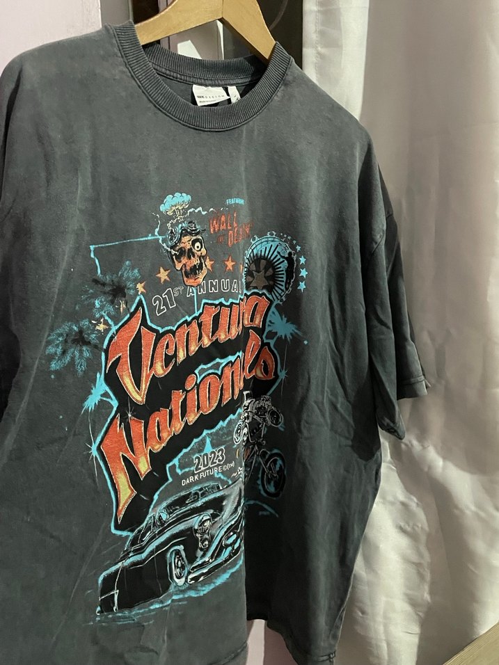 Antrasit Batik Desenli Loose Fit Erkek Tişört - Görsel 4