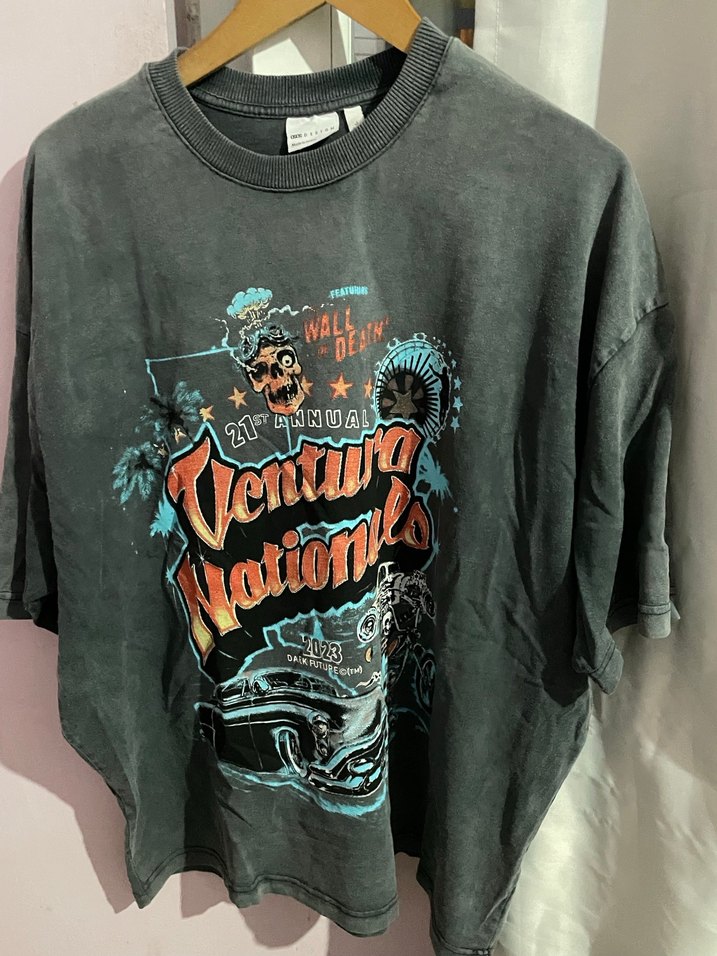 Antrasit Batik Desenli Loose Fit Erkek Tişört - Görsel 5