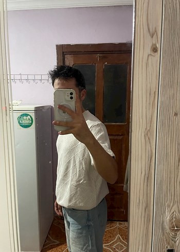 Erkek Beyaz Denim Kısa Kollu Tişört - Görsel 3