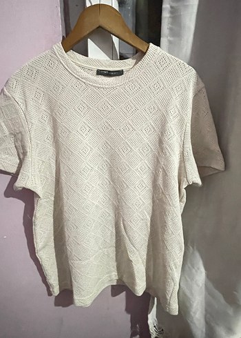 Erkek Beyaz Denim Kısa Kollu Tişört - Görsel 5