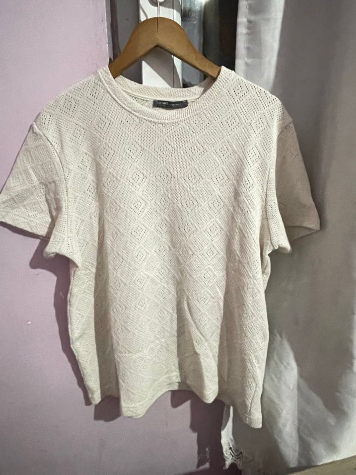 Erkek Beyaz Denim Kısa Kollu Tişört - Görsel 4