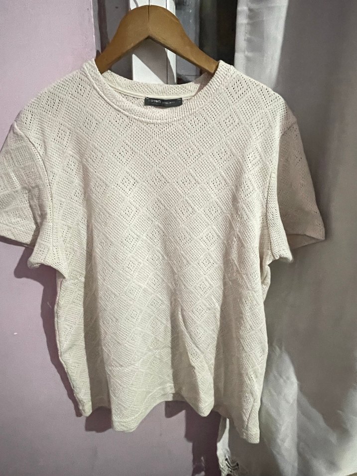 Erkek Beyaz Denim Kısa Kollu Tişört - Görsel 5