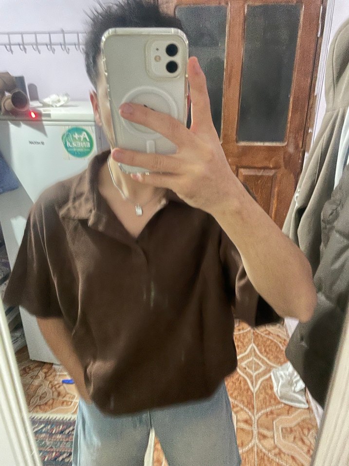 Erkek Kahverengi Denim Kısa Kollu tişört - Görsel 4