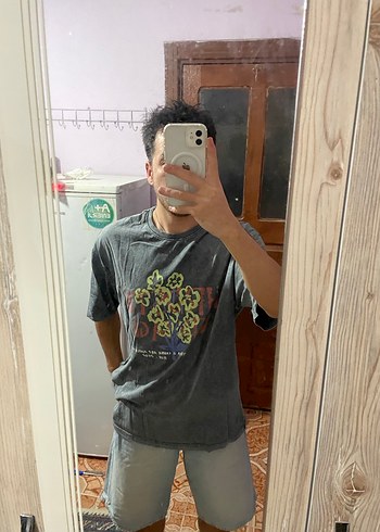 Gri Baskılı Erkek Tişört Pamuklu - Görsel 2