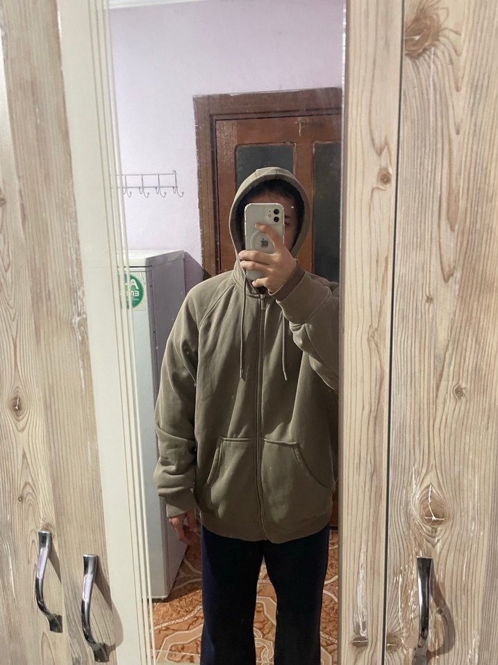 kahverengi Kapüşonlu Erkek Sweatshirt - Görsel 3