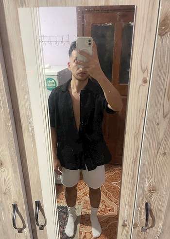 Siyah Erkek Kısa Kollu Gömlek - Görsel 2