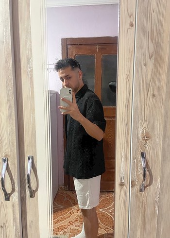 Siyah Erkek Kısa Kollu Gömlek - Görsel 3