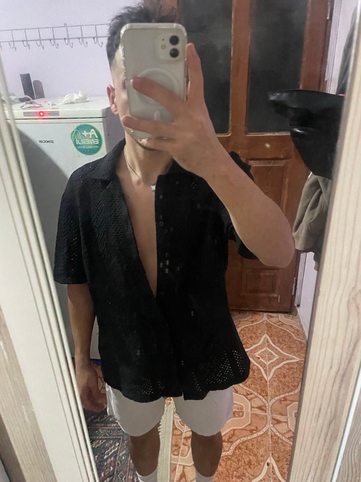 Siyah Erkek Kısa Kollu Gömlek - Görsel 4