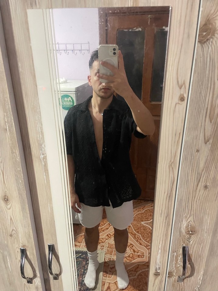 Siyah Erkek Kısa Kollu Gömlek - Görsel 2