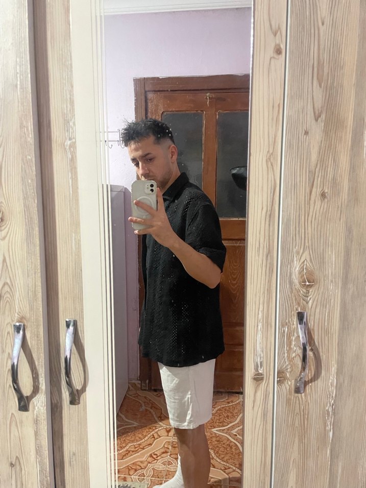 Siyah Erkek Kısa Kollu Gömlek - Görsel 3