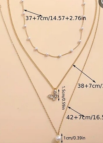 Tasarımcı Gold üçlü kolye 