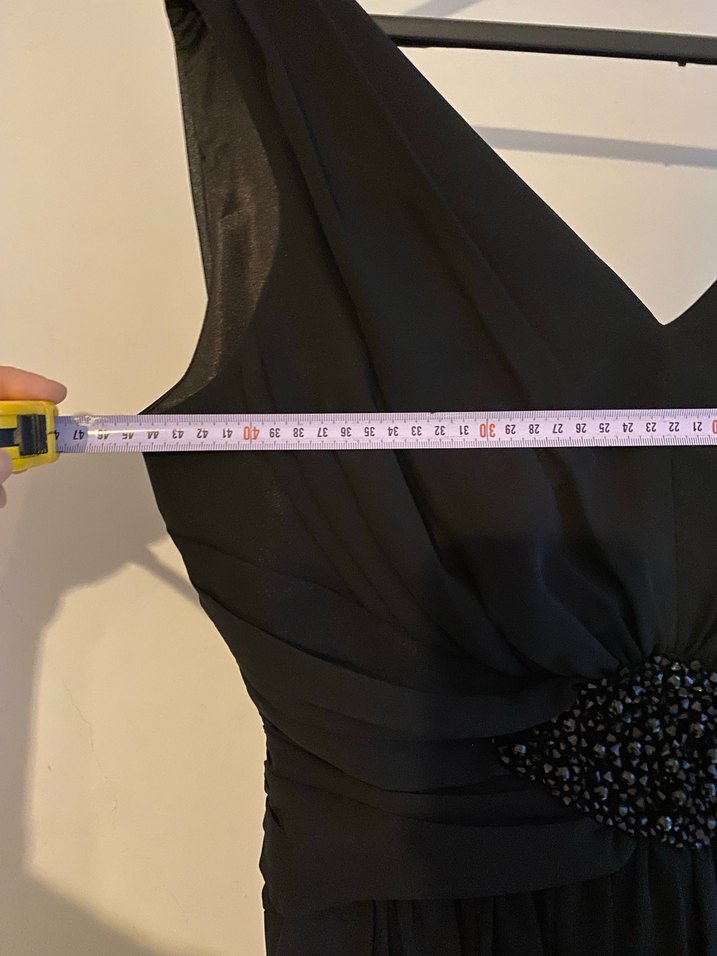 Drapeli Siyah V Yaka Uzun Abiye Elbise - Görsel 5