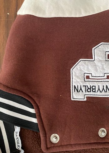 Düğmeli Kahverengi Beyaz  kolej  Ceket - Görsel 2