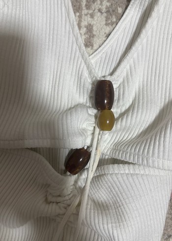 s Beden Düğmeli Beyaz Uzun Kesim Kadın Monokini