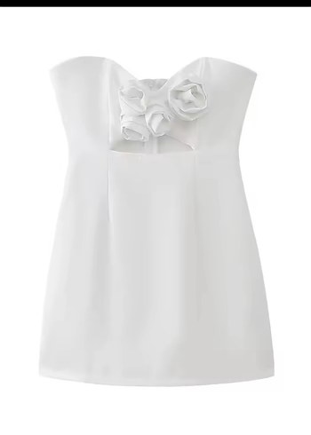 xs Beden Beyaz Straplez Mini Elbise