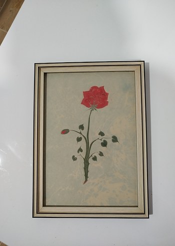 Kırmızı Gül Ebru Sanatı Tablo - Görsel 2