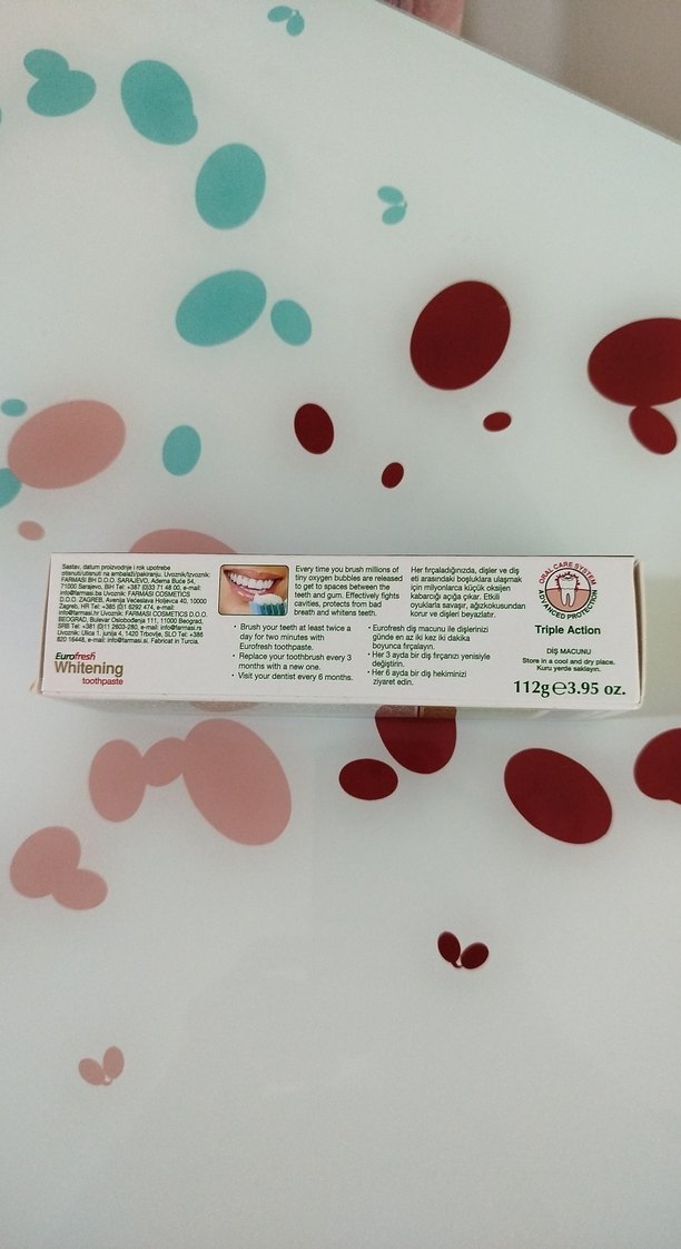 Eurofresh Beyazlatıcı Diş Macunu Triple Action - Görsel 2