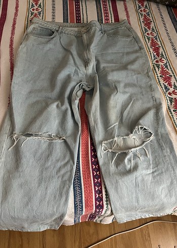 Gri Midi Boy Bol Kesim Kadın Kot Pantolon