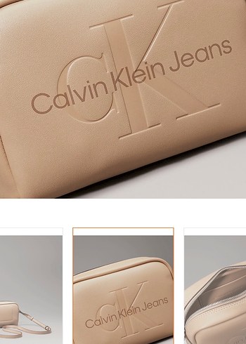 Bej Deri Calvin Klein Kadın Çapraz Çanta - Görsel 3