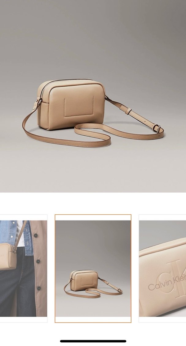 Bej Deri Calvin Klein Kadın Çapraz Çanta - Görsel 2