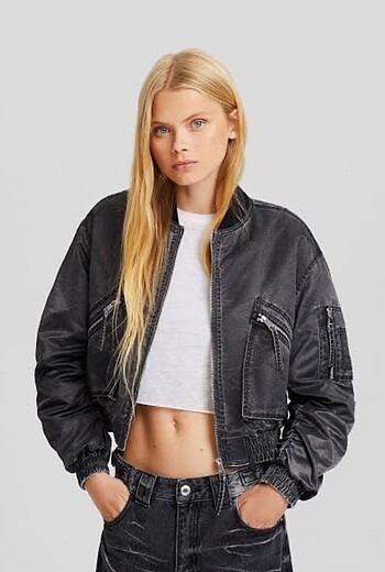 l Beden gri Renk Bershka bomber ceket