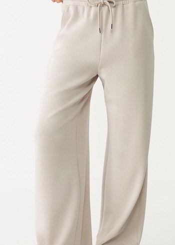 Bej Gri Kadın Bol Kesim Midi Kumaş Pantolon - Görsel 4