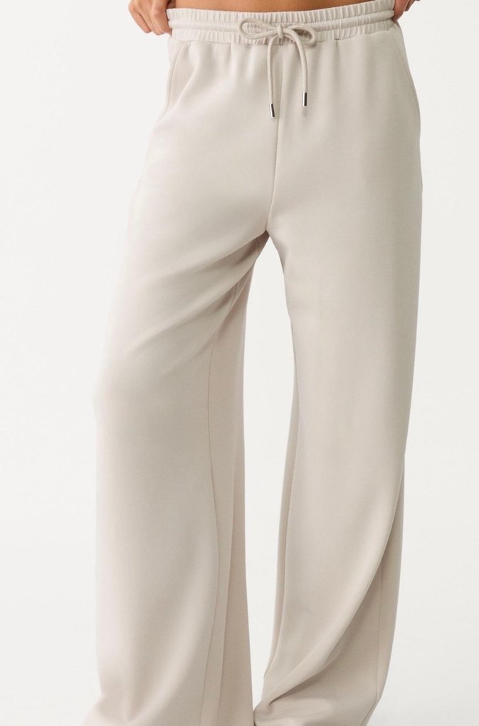 Bej Gri Kadın Bol Kesim Midi Kumaş Pantolon - Görsel 4