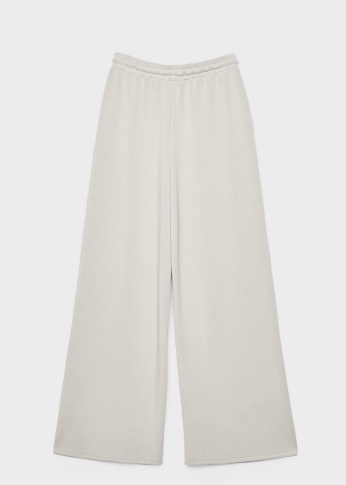 Bej Gri Kadın Bol Kesim Midi Kumaş Pantolon - Görsel 2