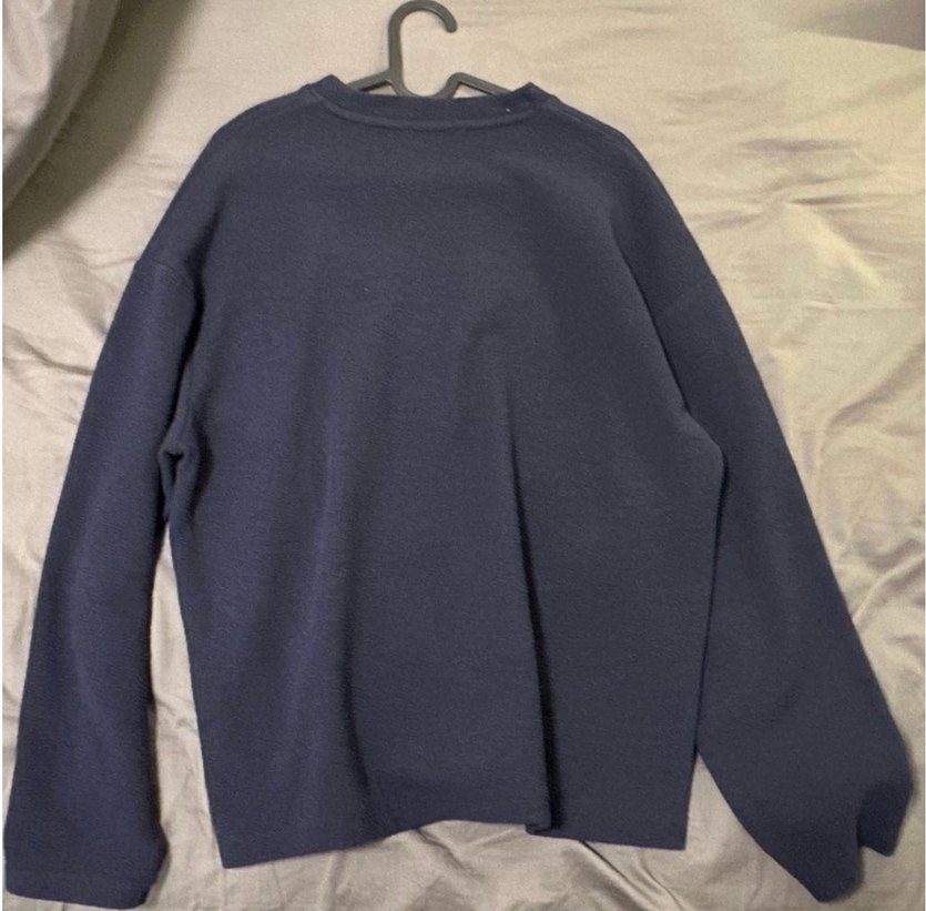 Lacivert Kadın Sweatshirt, Bisiklet Yaka, Rahat Kesim - Görsel 2