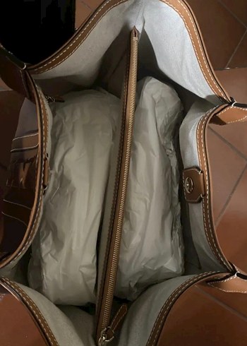 Bej Deri Kadın Çanta - Kemer Detaylı - Görsel 4