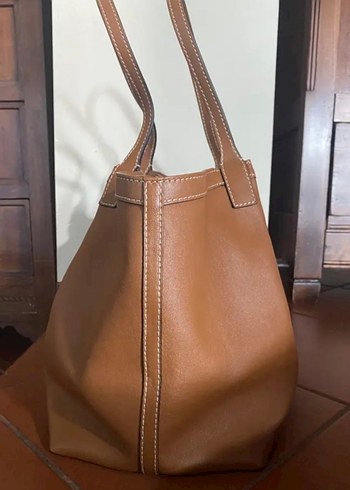 Bej Deri Kadın Çanta - Kemer Detaylı - Görsel 3